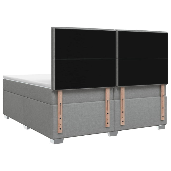 Boxmadras med topmadras Lysegrå 200 x 200 cm Stof