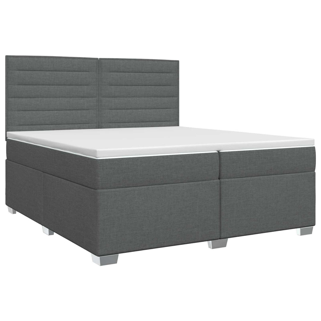 Boxmadras med topmadras Mørkegrå 200 x 200 cm Stof