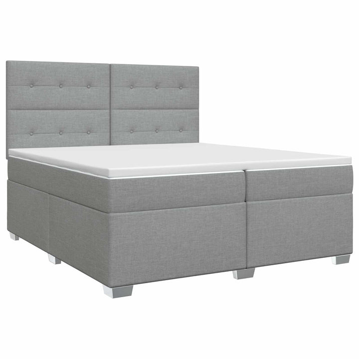 Boxmadras med topmadras Lysegrå 200 x 200 cm Stof