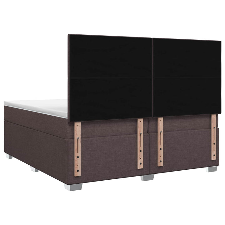 Boxmadras med topmadras Mørk Brun 200 x 200 cm Stof