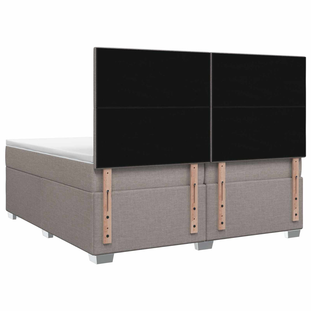 Boxmadras med topmadras Gråbrun 200 x 200 cm Stof