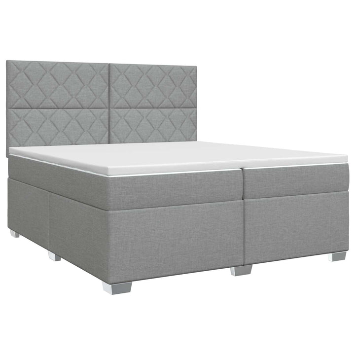 Boxmadras med topmadras Lysegrå 200 x 200 cm Stof