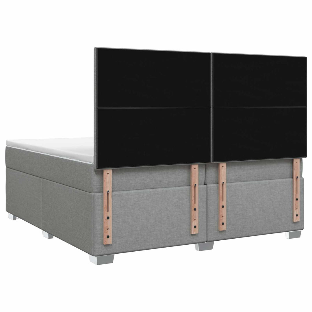 Boxmadras med topmadras Lysegrå 200 x 200 cm Stof
