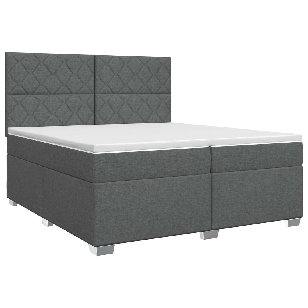 Boxmadras med topmadras Mørkegrå 200 x 200 cm Stof