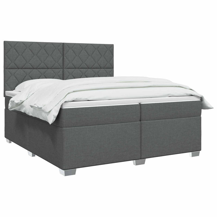 Boxmadras med topmadras Mørkegrå 200 x 200 cm Stof
