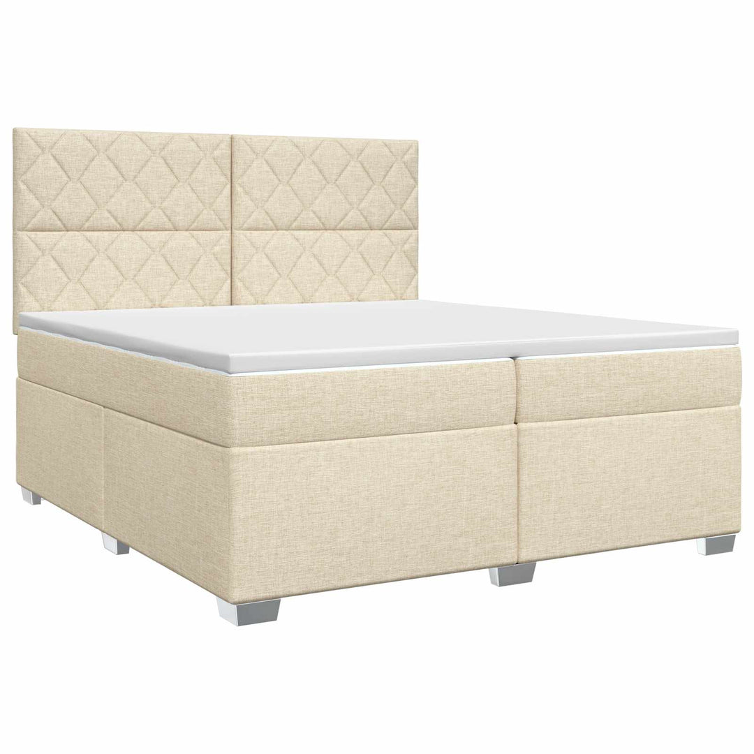 Boxmadras med topmadras Cremefarvet 200 x 200 cm Stof