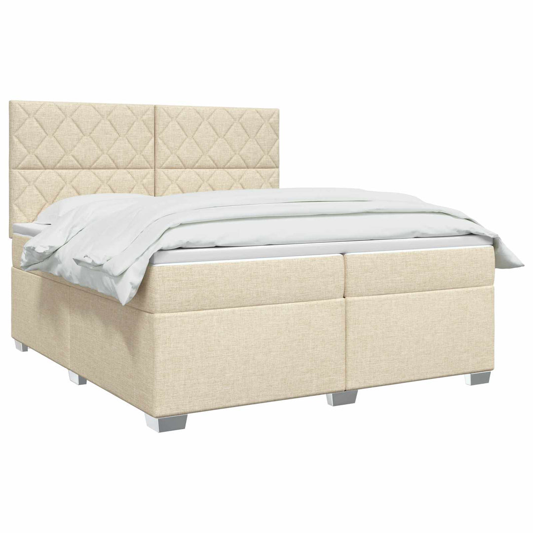 Boxmadras med topmadras Cremefarvet 200 x 200 cm Stof