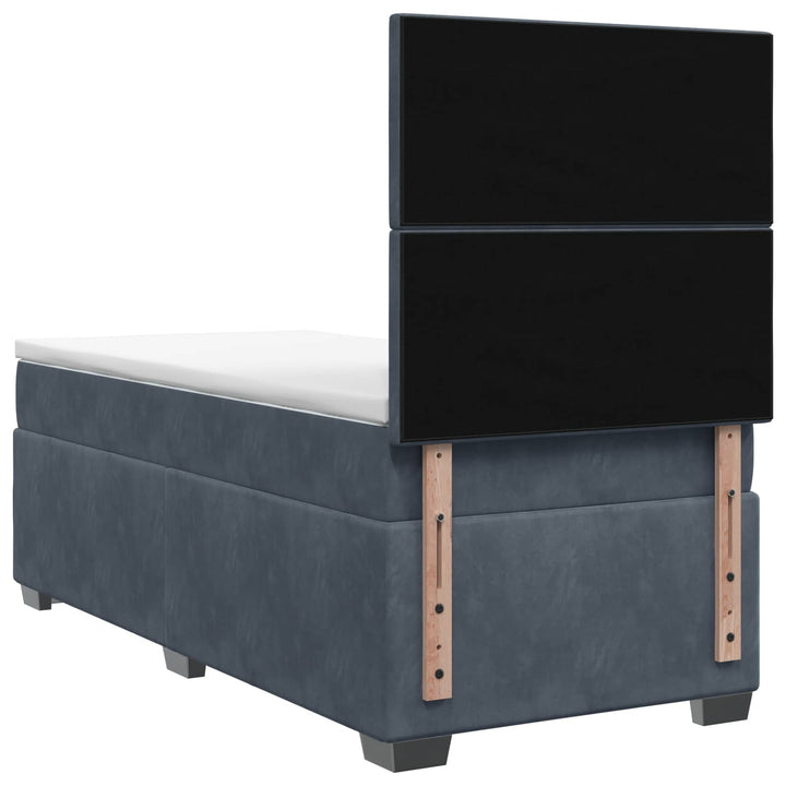 Boxmadras med topmadras Mørkegrå 80 x 200 cm Fløjl