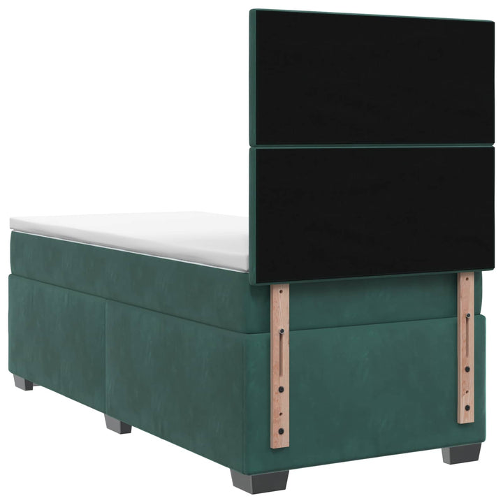 Boxmadras med topmadras Mørkegrøn 80 x 200 cm Fløjl