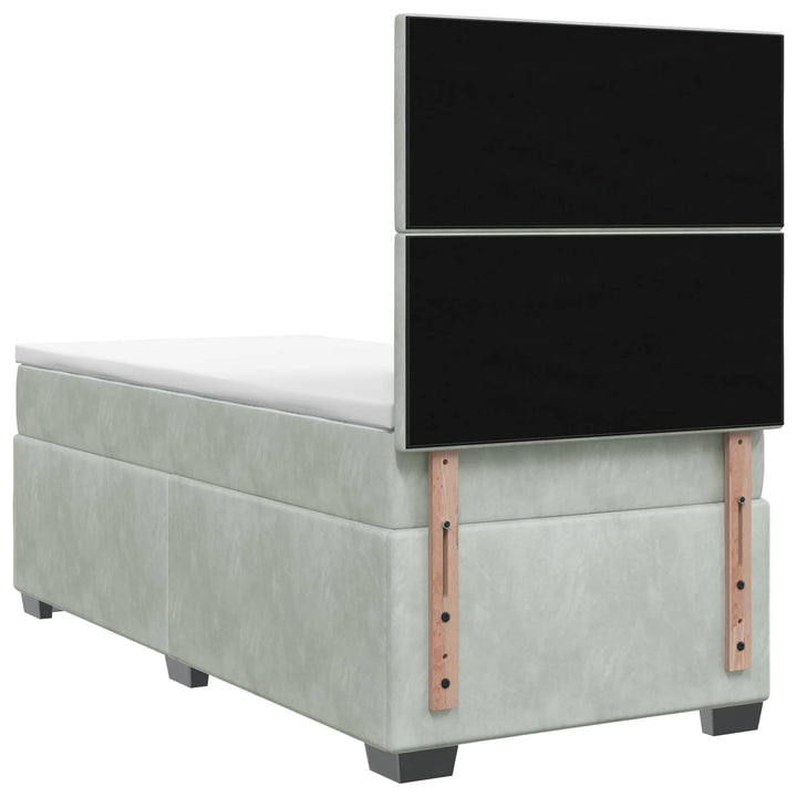 Boxmadras med topmadras Lysegrå 80 x 200 cm Fløjl
