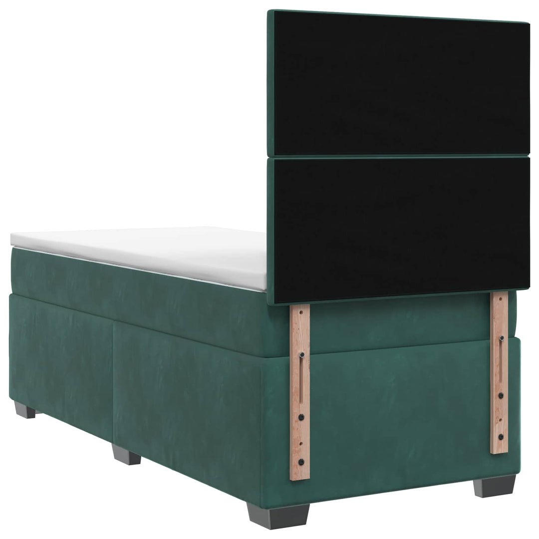 Boxmadras med topmadras Mørkegrøn 100 x 200 cm Fløjl