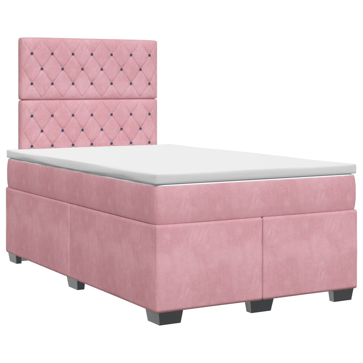 Boxmadras med topmadras Lyserød 120 x 190 cm Fløjl