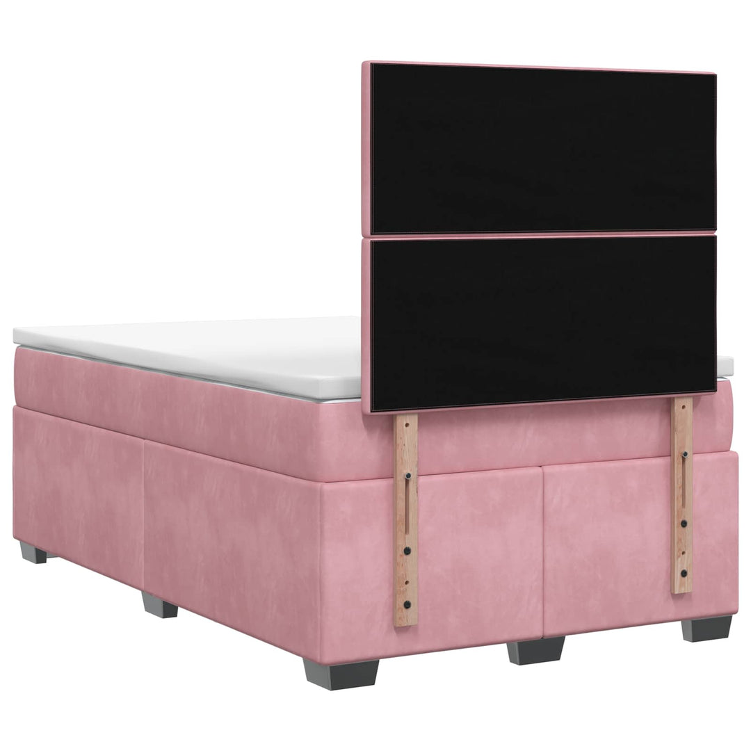 Boxmadras med topmadras Lyserød 120 x 190 cm Fløjl