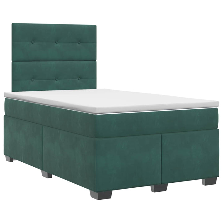Boxmadras med topmadras Mørkegrøn 120 x 190 cm Fløjl