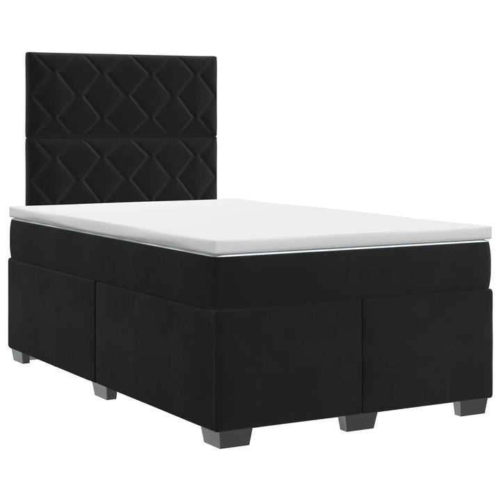Boxmadras med topmadras Sort 120 x 190 cm Fløjl