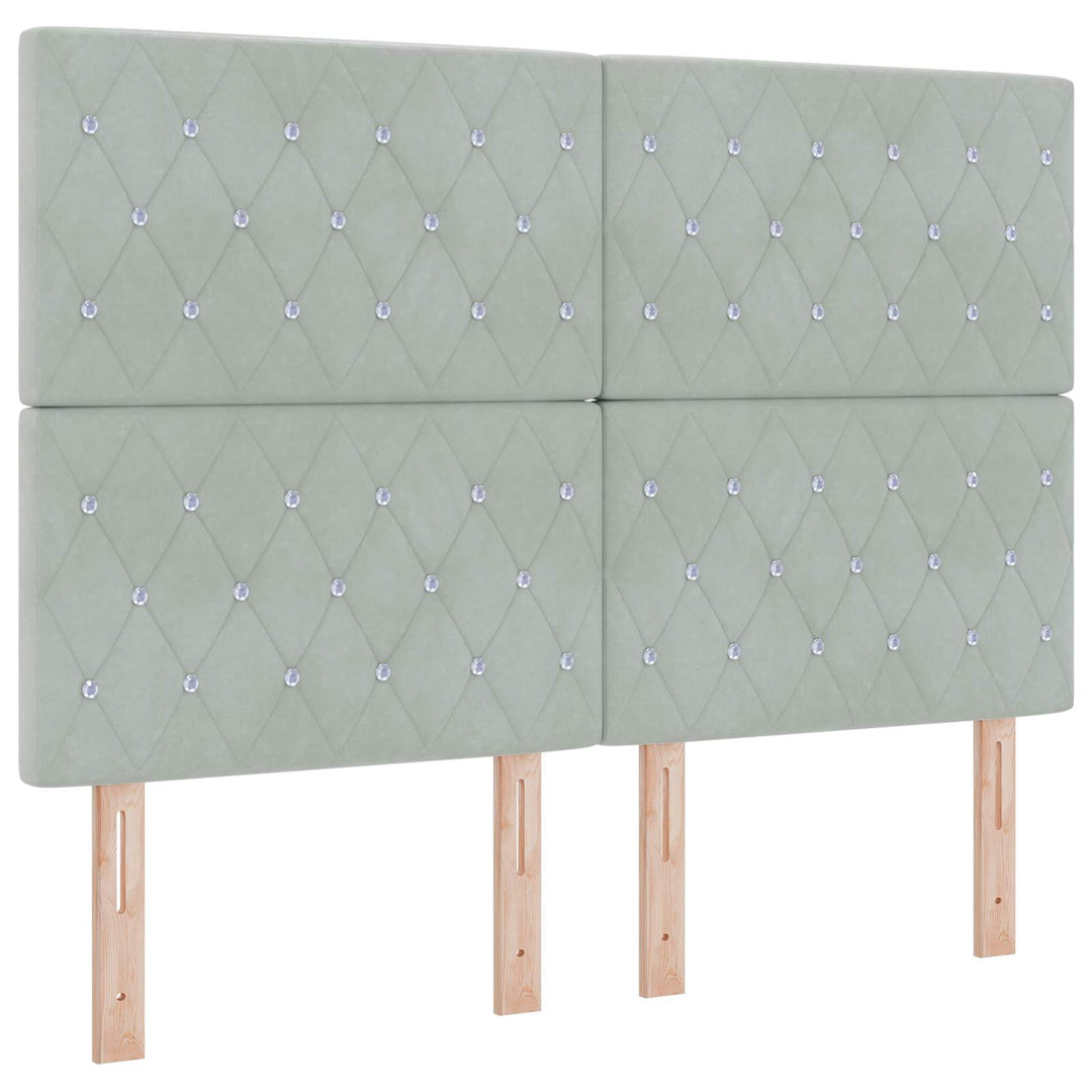 Boxmadras med topmadras Lysegrå 140 x 190 cm Fløjl