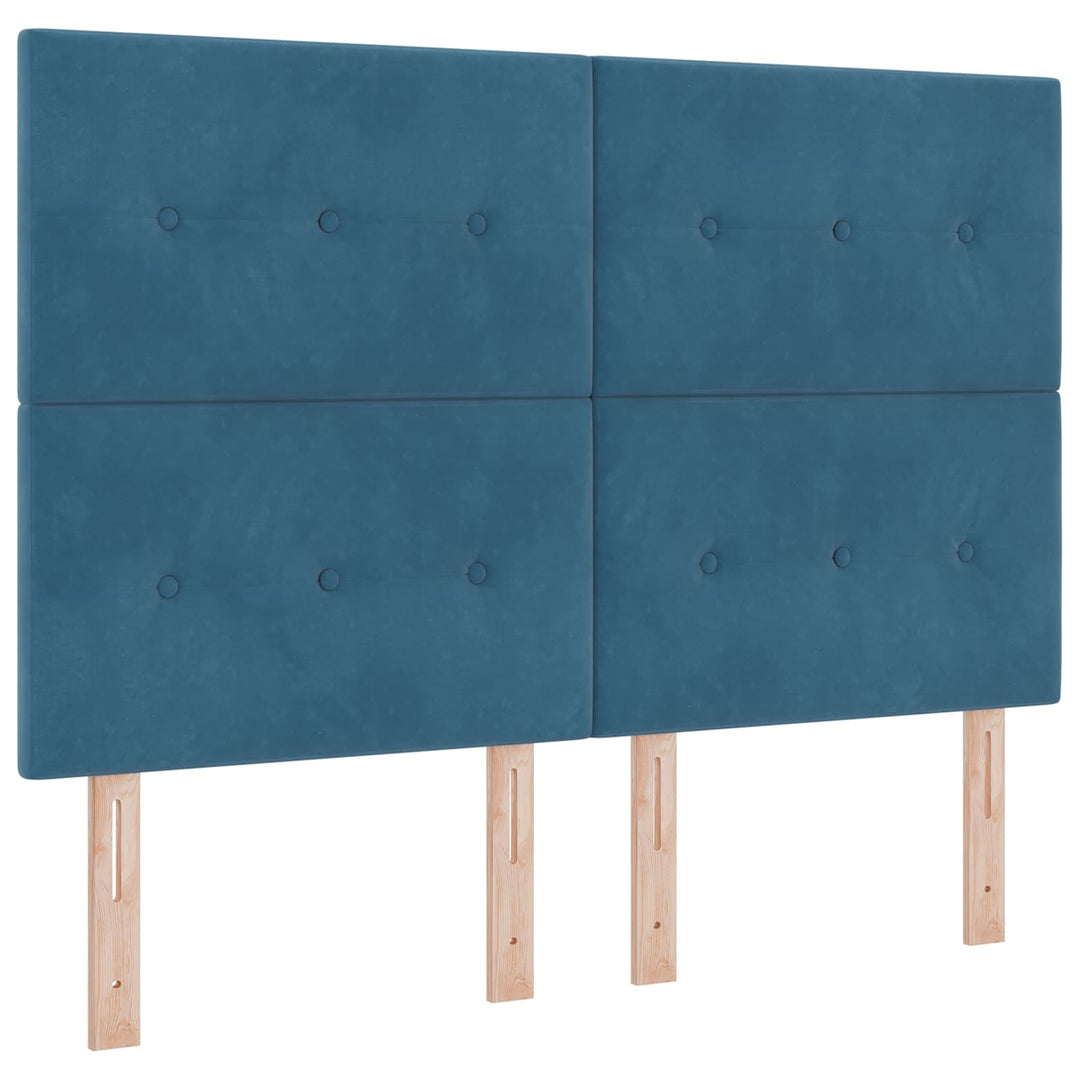 Boxmadras med topmadras med hovedgærde Blå 140 x 190 cm Fløjl