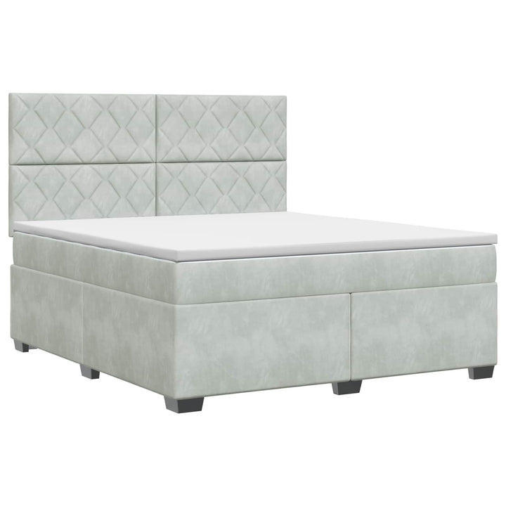 Boxmadras med topmadras Lysegrå 140 x 200 cm Fløjl