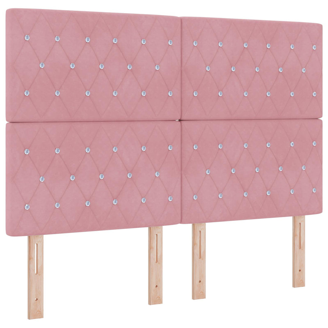 Boxmadras med topmadras Lyserød 160 x 200 cm Fløjl