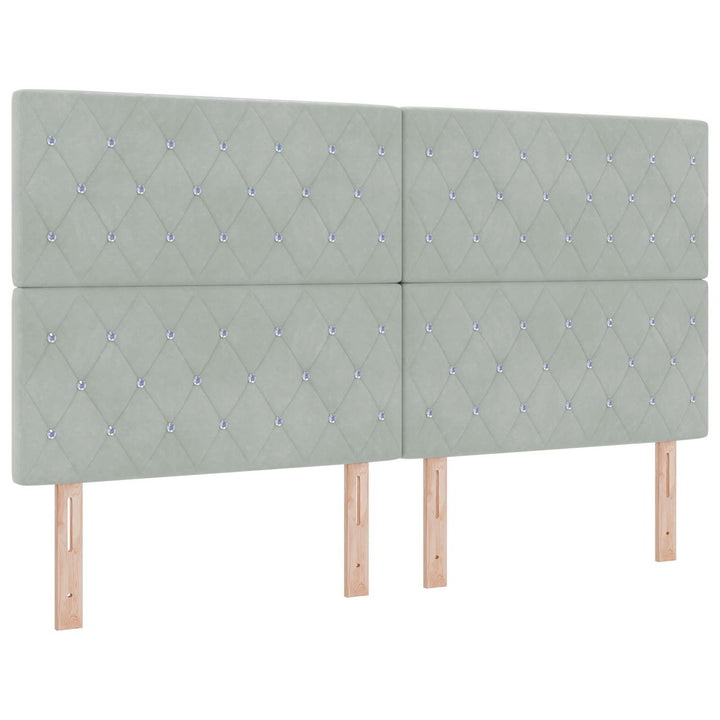 Boxmadras med topmadras Lysegrå 180 x 200 cm Fløjl