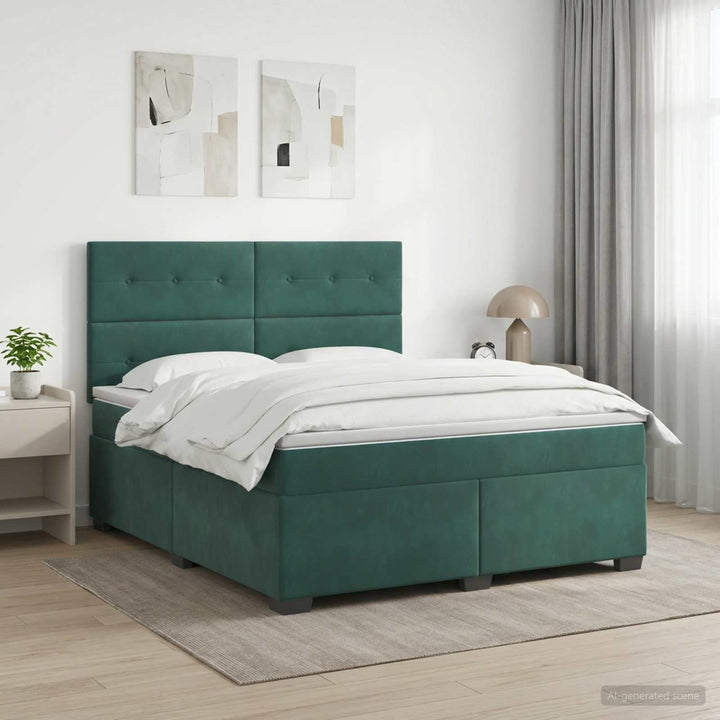 Boxmadras med topmadras Mørkegrøn 140 x 190 cm Fløjl