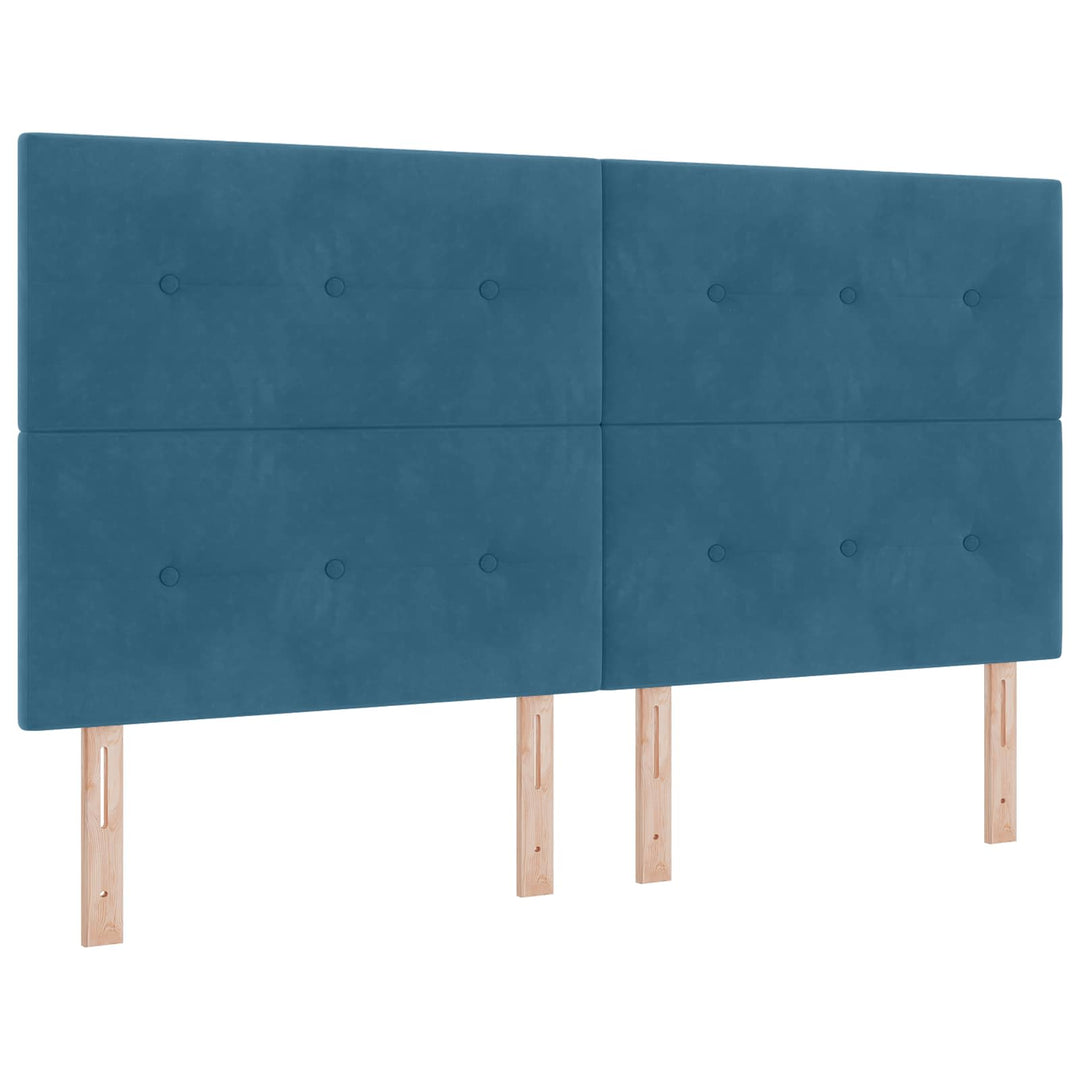 Boxmadras med topmadras med hovedgærde Blå 180 x 200 cm Fløjl
