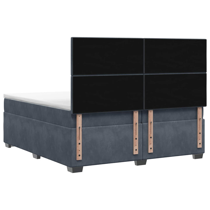 Boxmadras med topmadras Mørkegrå 200 x 200 cm Fløjl