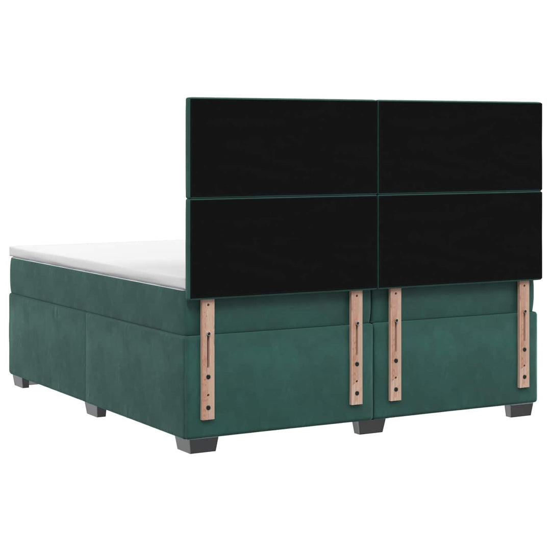Boxmadras med topmadras Mørkegrøn 200 x 200 cm Fløjl
