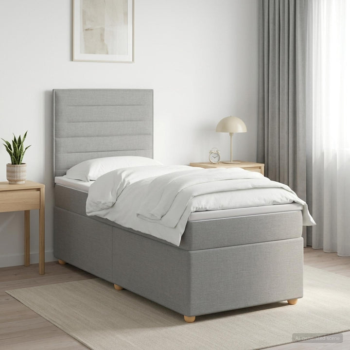 Boxmadras med topmadras Lysegrå 100 x 200 cm Stof