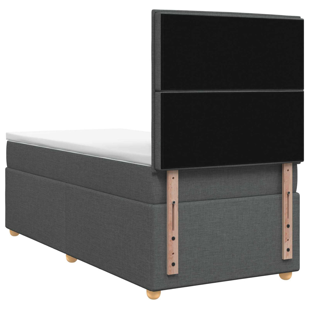 Boxmadras med topmadras Mørkegrå 80 x 200 cm Stof