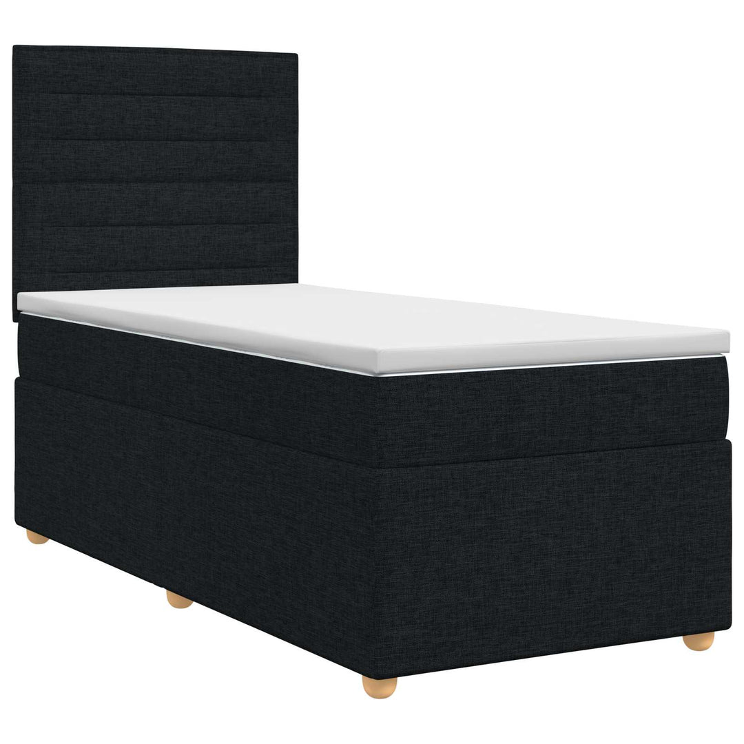 Boxmadras med topmadras med hovedgærde Sort 80 x 200 cm Stof