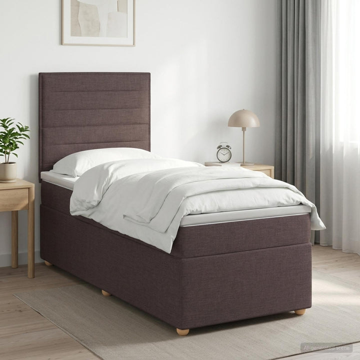 Boxmadras med topmadras Mørk Brun 100 x 200 cm Stof