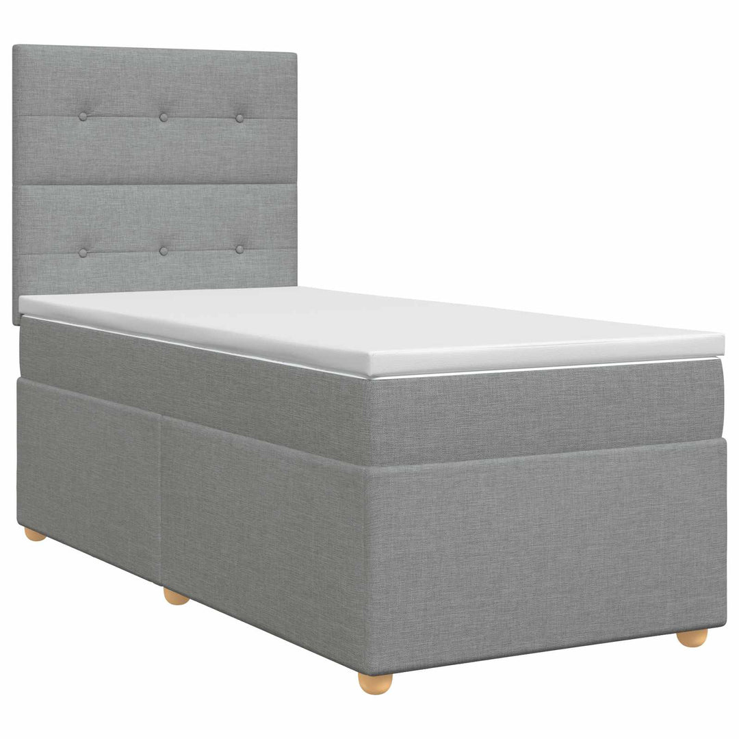 Boxmadras med topmadras med hovedgærde Lysegrå 80 x 200 cm Stof
