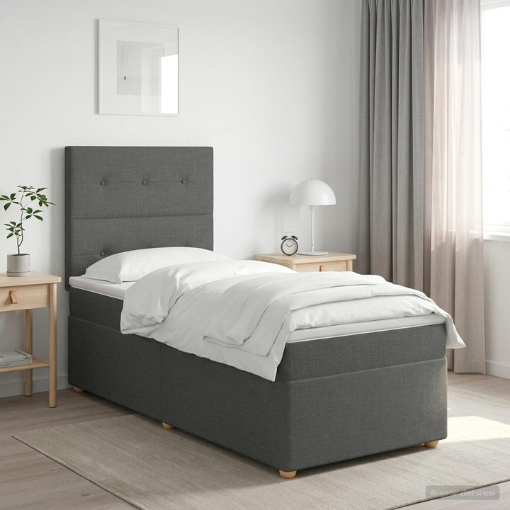 Boxmadras med topmadras Mørkegrå 80 x 200 cm Stof