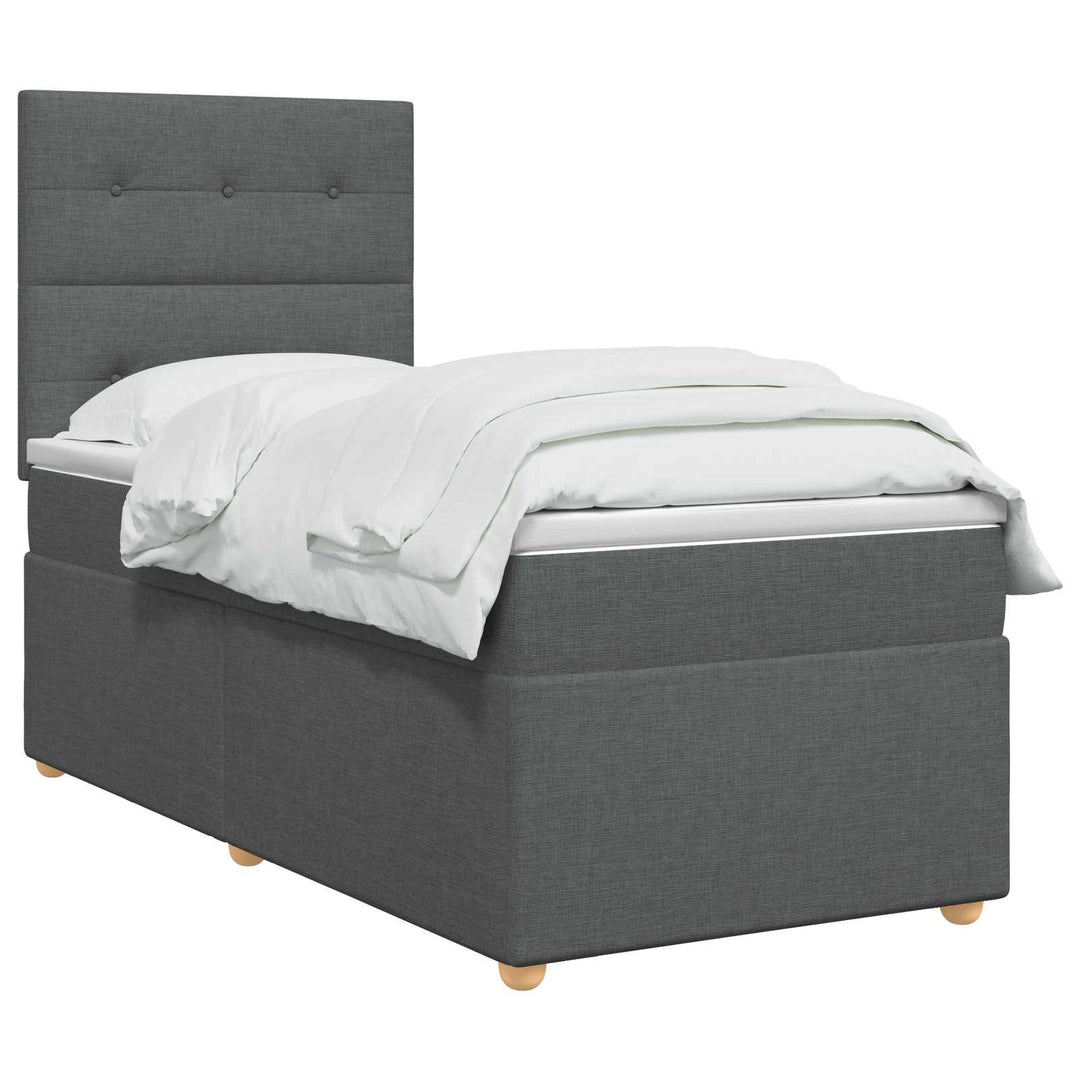 Boxmadras med topmadras Mørkegrå 80 x 200 cm Stof