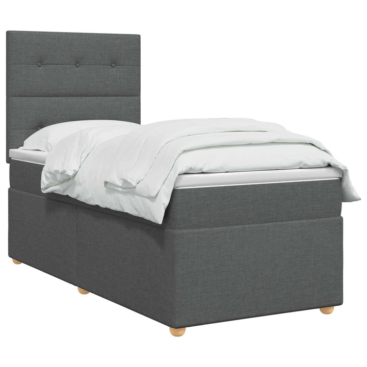 Boxmadras med topmadras Mørkegrå 80 x 200 cm Stof