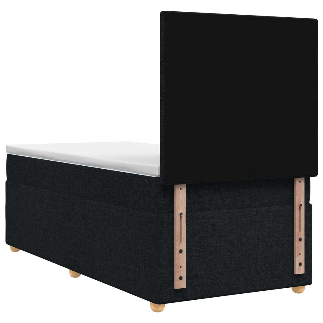 Boxmadras med topmadras med hovedgærde Sort 80 x 200 cm Stof