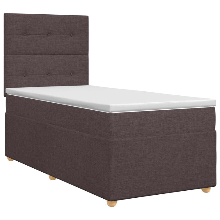 Boxmadras med topmadras Mørk Brun 80 x 200 cm Stof