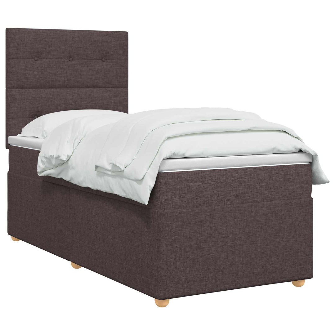 Boxmadras med topmadras Mørk Brun 80 x 200 cm Stof