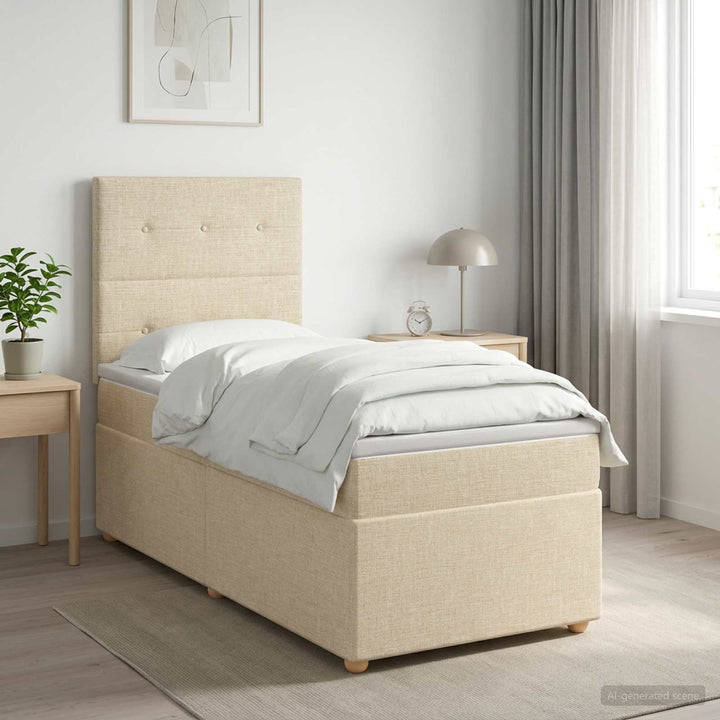 Boxmadras med topmadras Cremefarvet 100 x 200 cm Stof