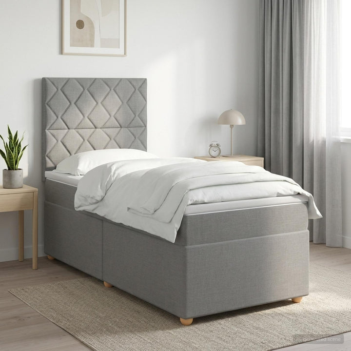 Boxmadras med topmadras Lysegrå 100 x 200 cm Stof