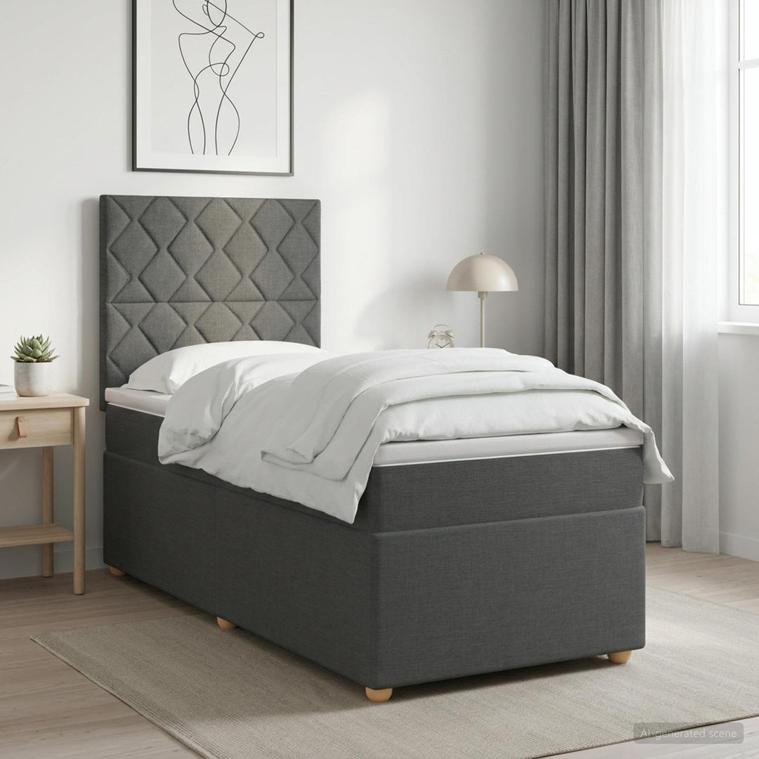 Boxmadras med topmadras Mørkegrå 80 x 200 cm Stof