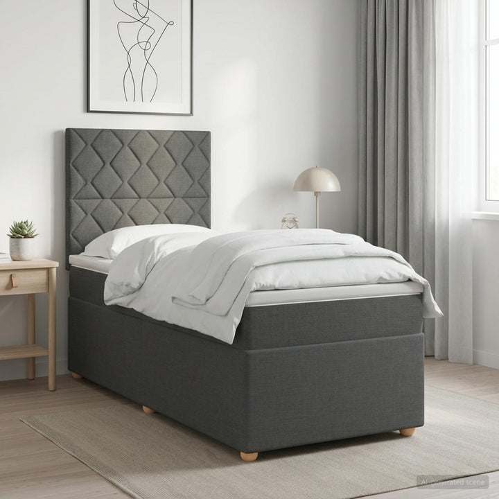 Boxmadras med topmadras Mørkegrå 80 x 200 cm Stof
