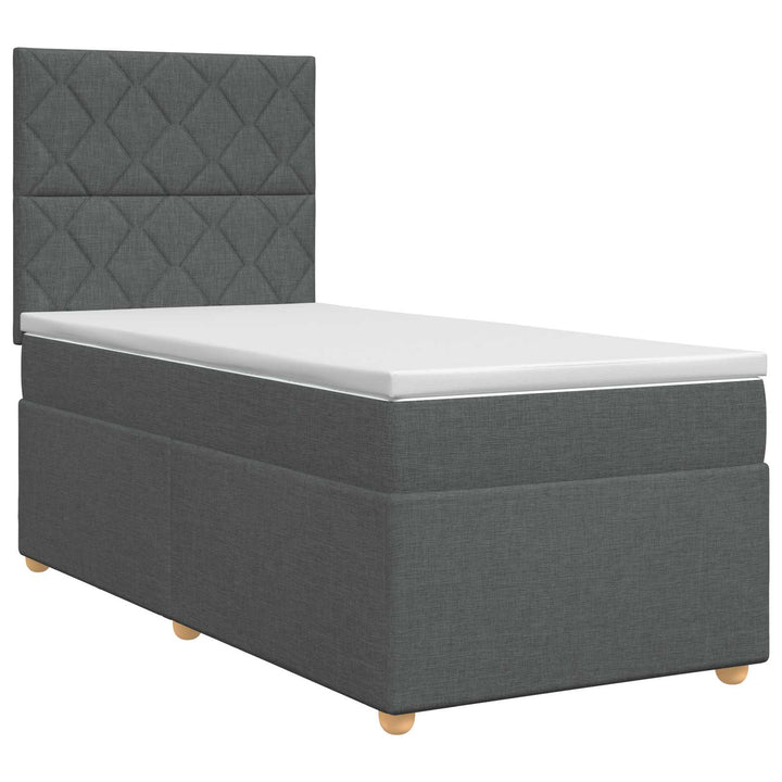 Boxmadras med topmadras Mørkegrå 80 x 200 cm Stof