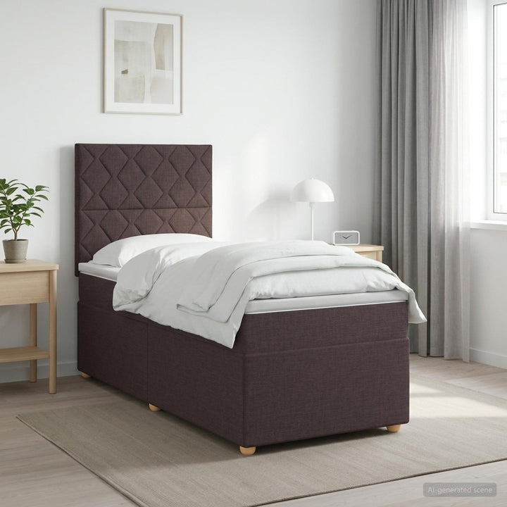 Boxmadras med topmadras Mørk Brun 100 x 200 cm Stof