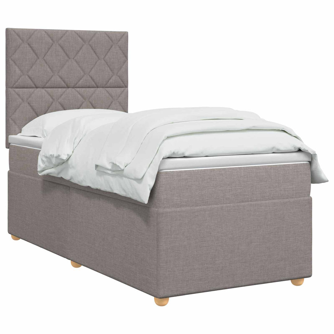 Boxmadras med topmadras med hovedgærde Gråbrun 80 x 200 cm Stof