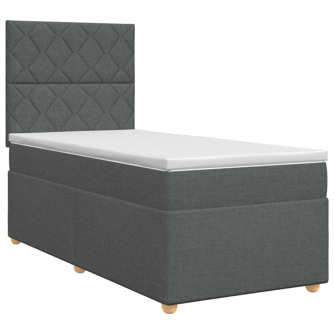 Boxmadras med topmadras Mørkegrå 90 x 190 cm Stof