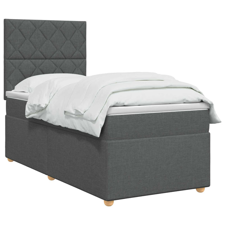 Boxmadras med topmadras Mørkegrå 90 x 190 cm Stof