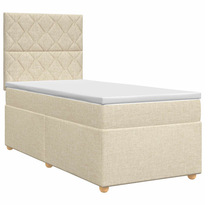 Boxmadras med topmadras Cremefarvet 90 x 190 cm Stof