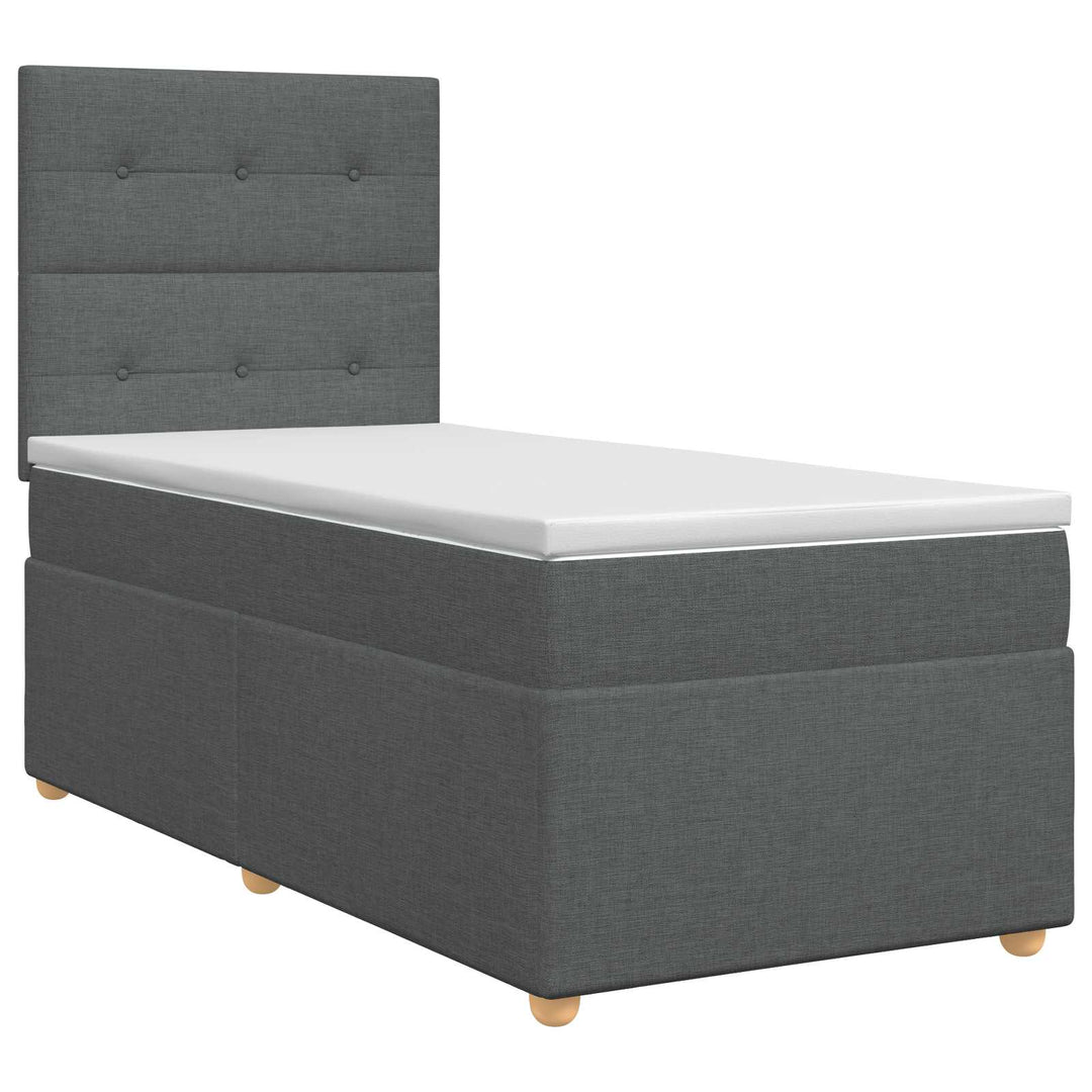 Boxmadras med topmadras Mørkegrå 90 x 200 cm Stof